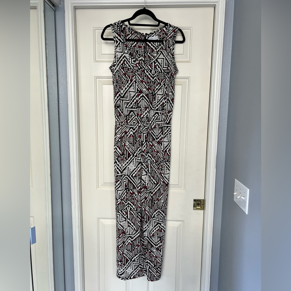 Calvin Klein Geometric Print Sleeveless Jumpsuit